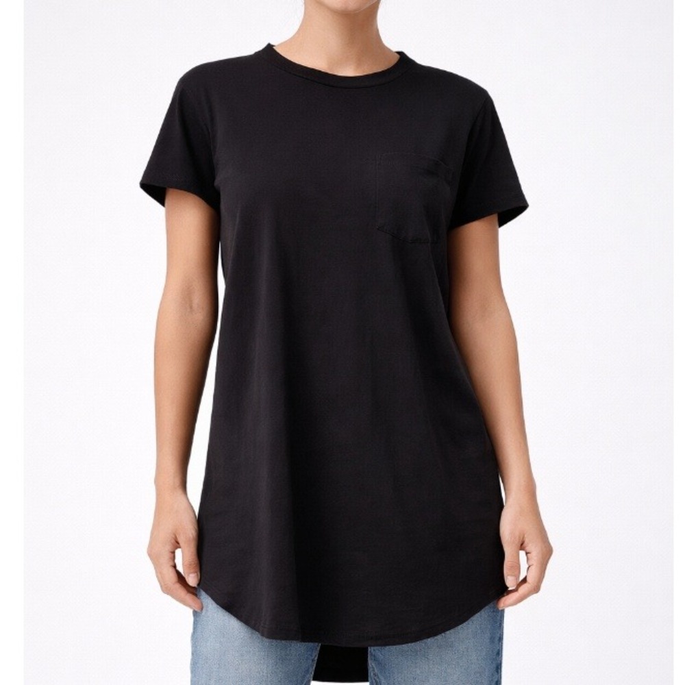 Helmut Lang Women's Black Short Sleeve Crew Neck Tunic T-Shirt Size XS NWOT